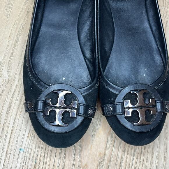 Tory Burch Aaden Suede Ballet Flats Slip Ons Black Gunmetal Size 7.5 - Picture 6 of 10